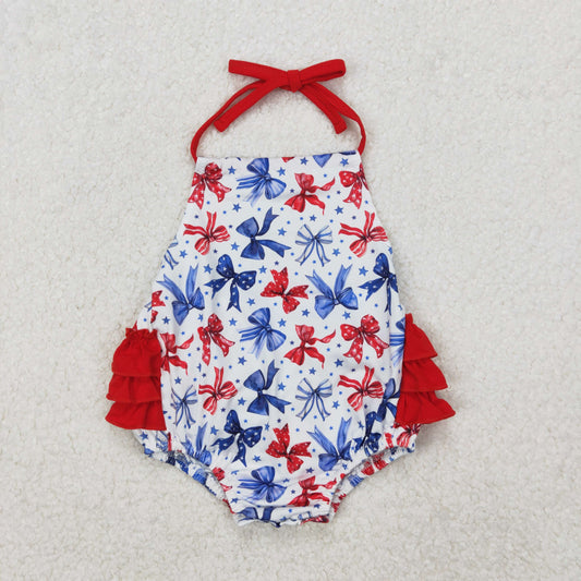 july of bow Print Baby Romper