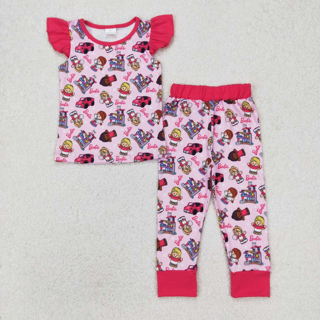 Pink Cartoon Print Short sleeve pajamas