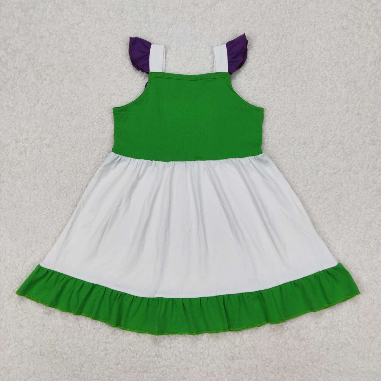 white green flutter Girls dress