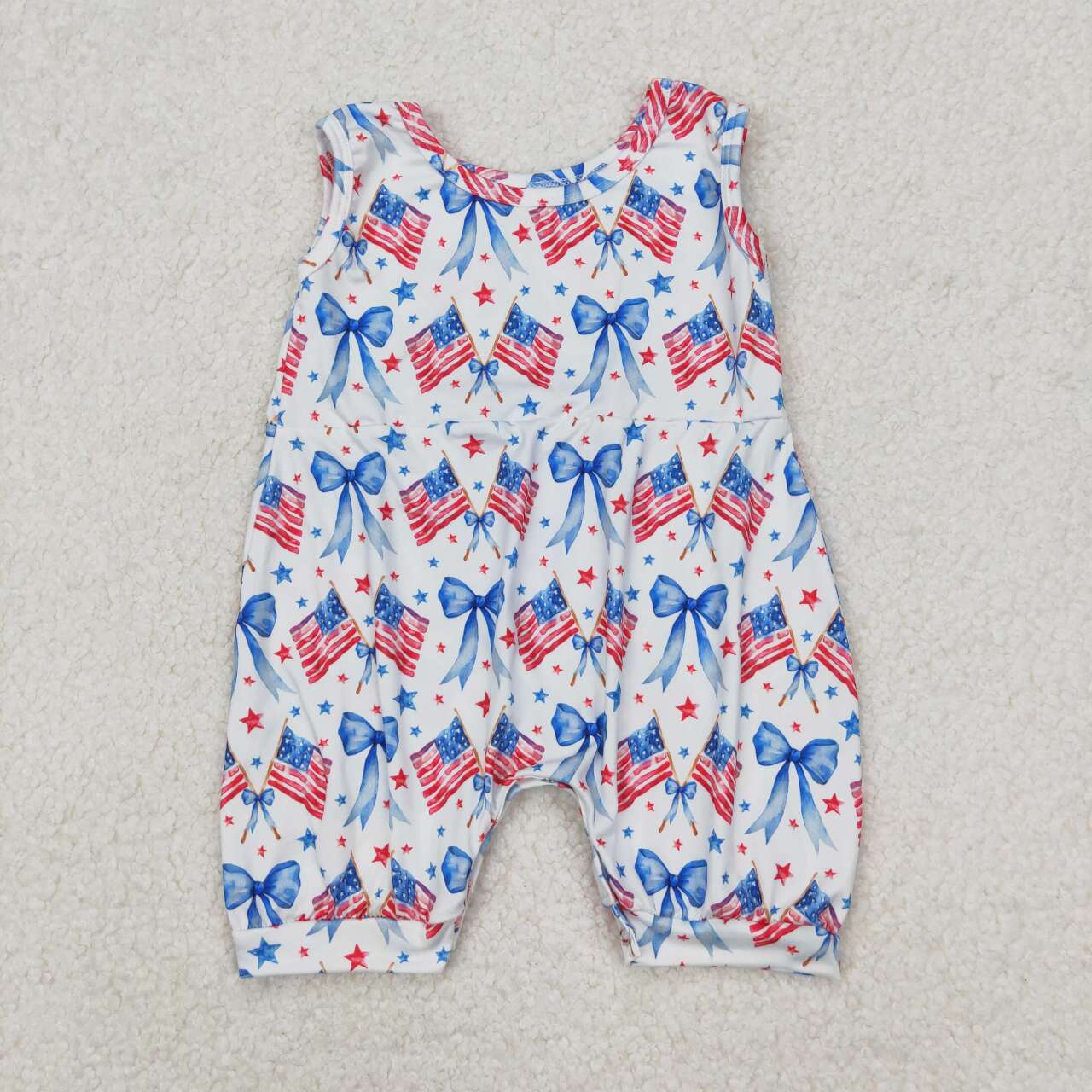 july of 4th bow flag Print Baby Romper