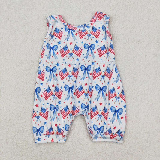 july of 4th bow flag Print Baby Romper