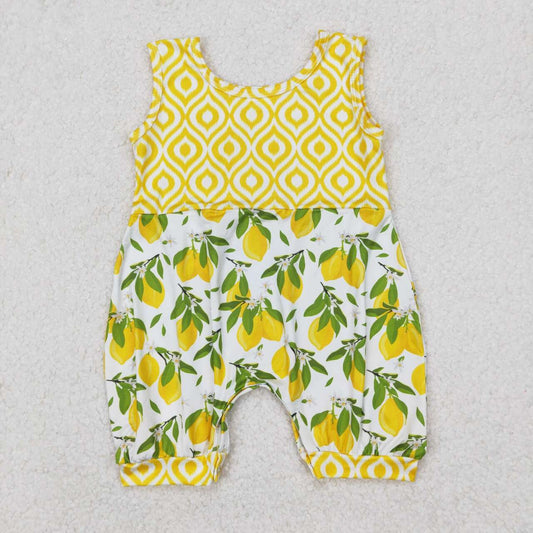 lemon sleeveless Print Baby Romper