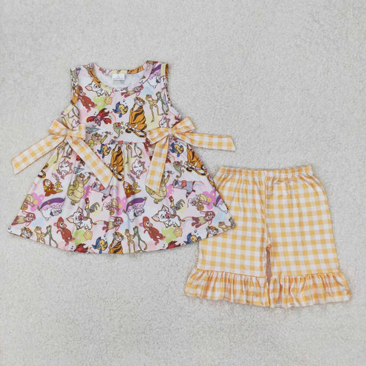 Cartoon sleeveless Print Girls Set