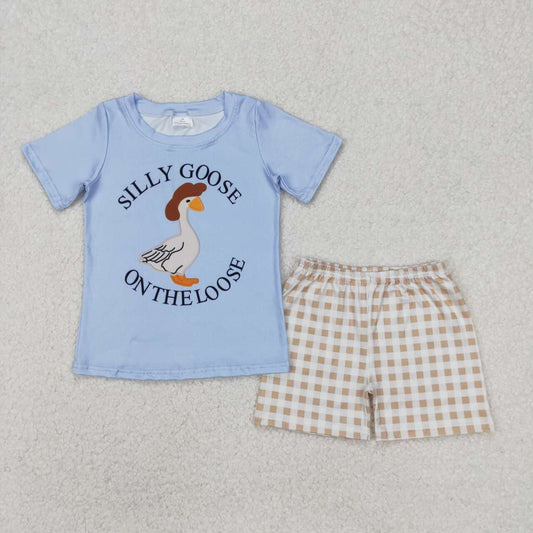 Blue Duck Print Short sleeve Boy Set