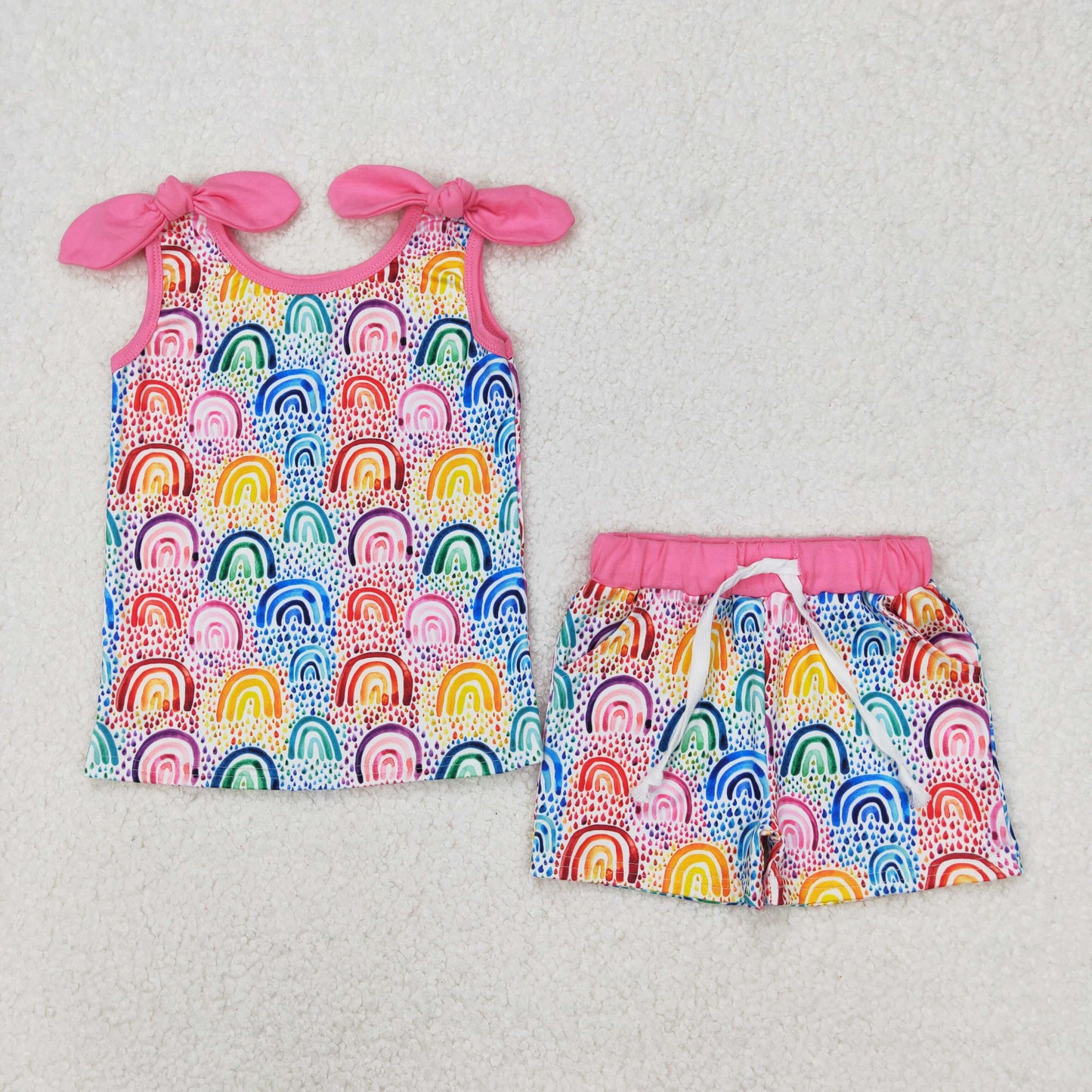 colorful rainbow sleeveless Print Girls Set