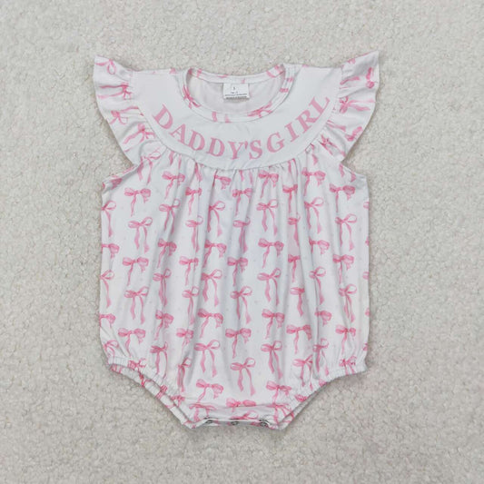 DADDY'S Girls Bow Print Baby Romper