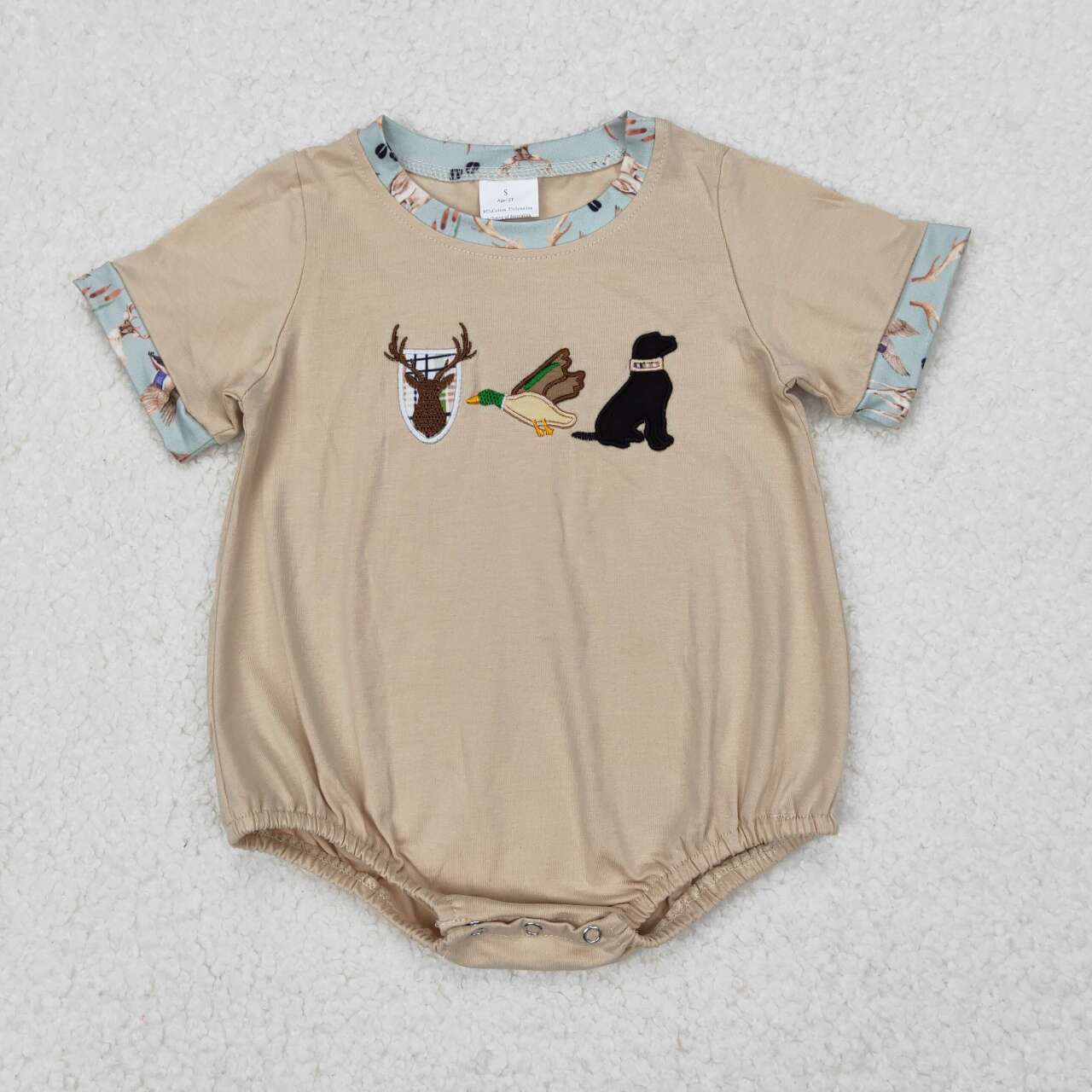 Deer Duck Dog embroidery Baby Romper