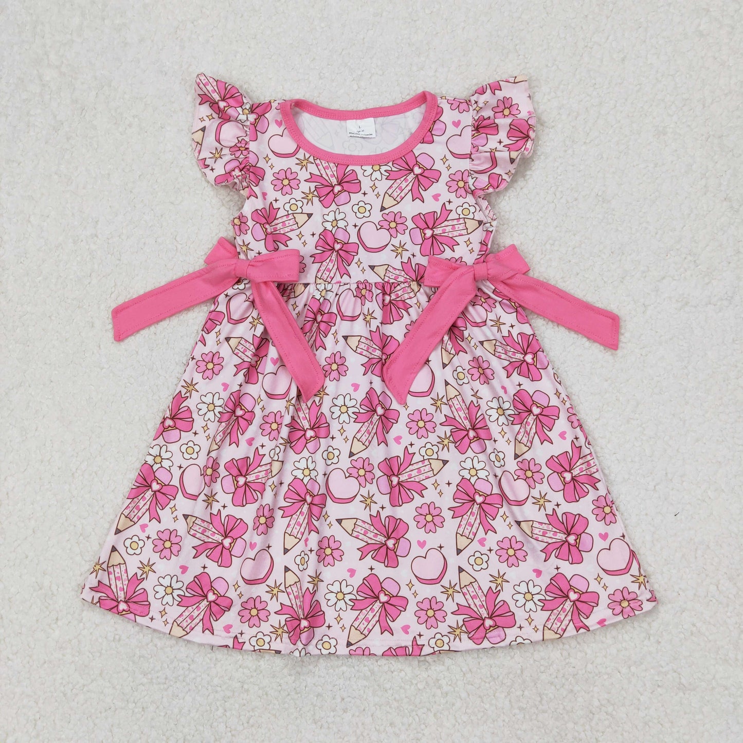 back to school pencil Bow print Girls dress