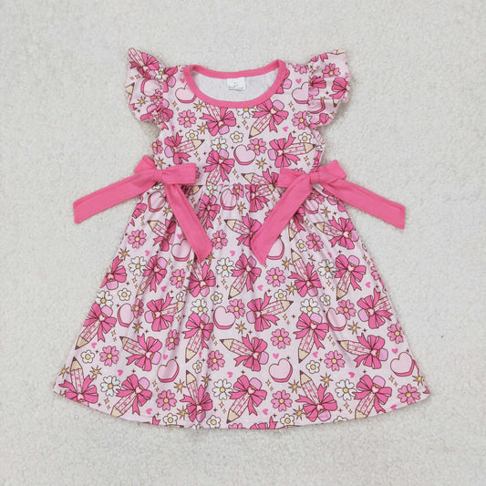 back to school pencil Bow print Girls dress