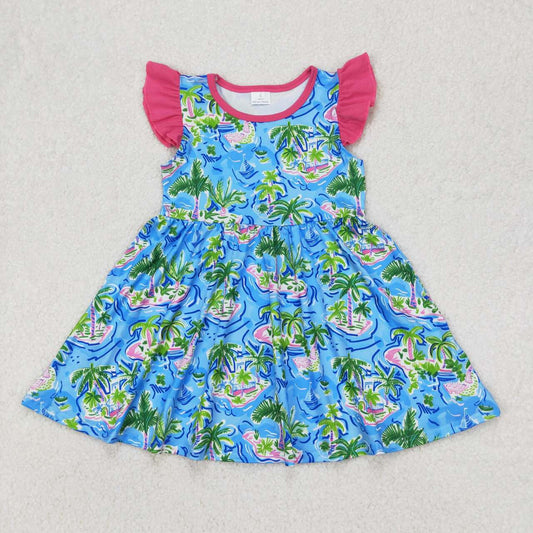 coconut tree Print Girls dress