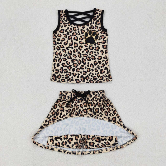 Leopard sleeveless Print Girls Set