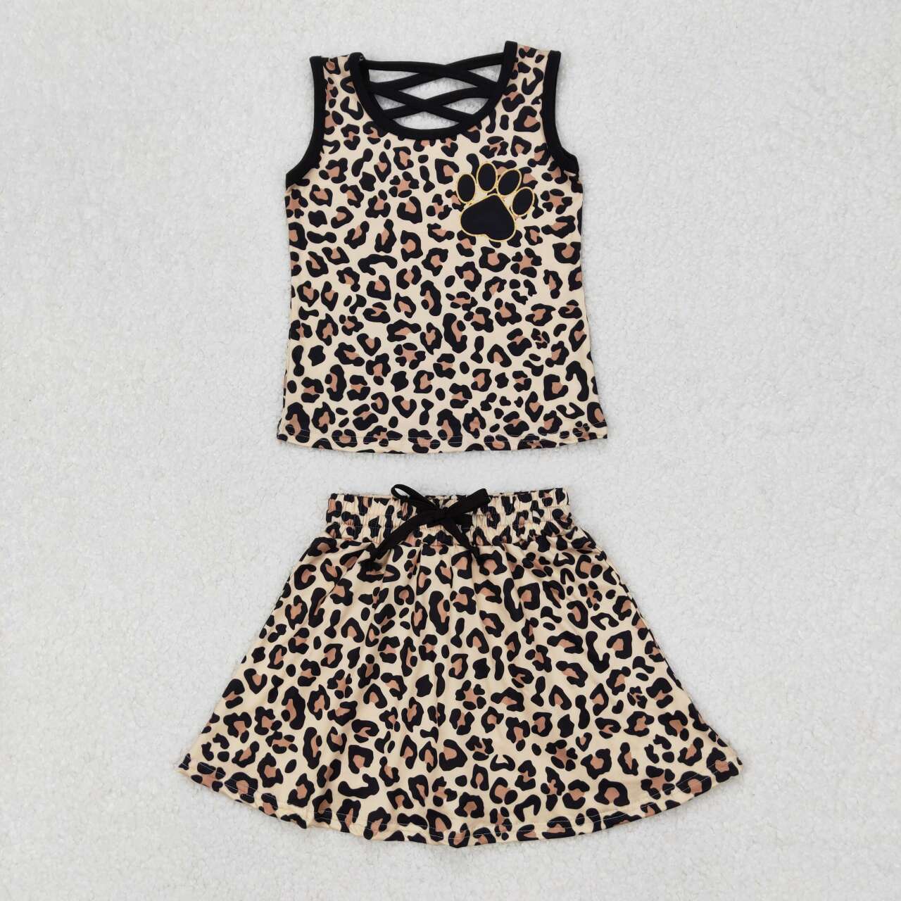 Leopard sleeveless Print Girls Set