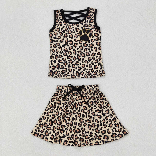 Leopard sleeveless Print Girls Set