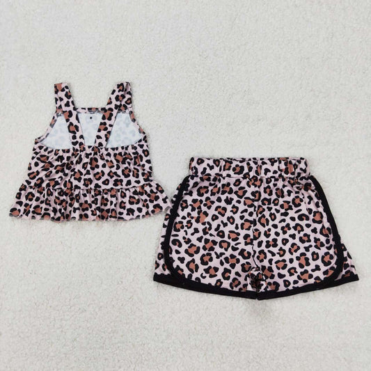 Sleeveless Leopard Print Girls Set