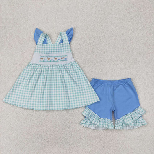Plaid embroidered duck Girls Set