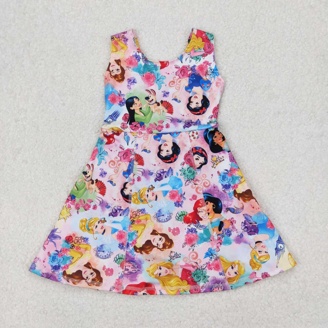 athletic floral sleeveless flowers girls Dress