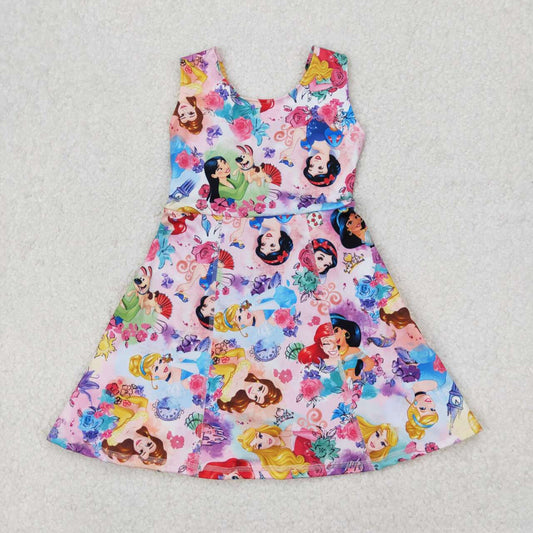 athletic floral sleeveless flowers girls Dress