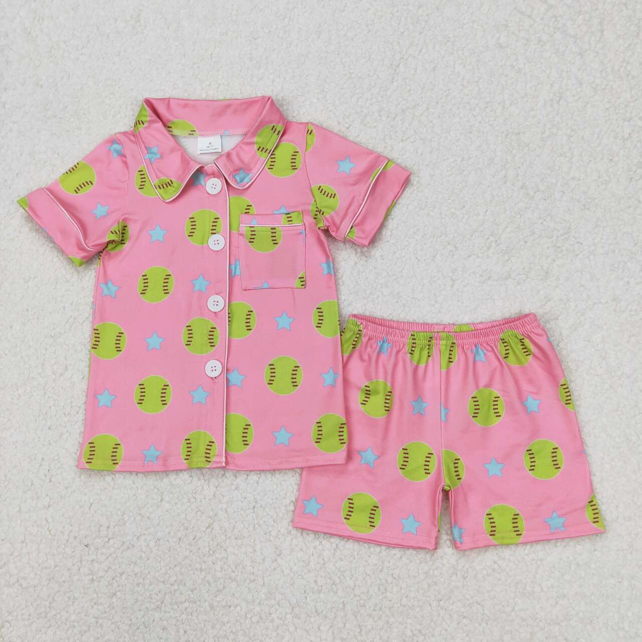 baseball print Short Sleeve Short Pajamas