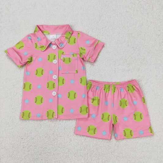 baseball print Short Sleeve Short Pajamas