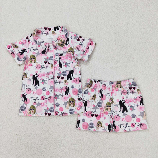Cartoon With Button Short Sleeve Short Pajamas
