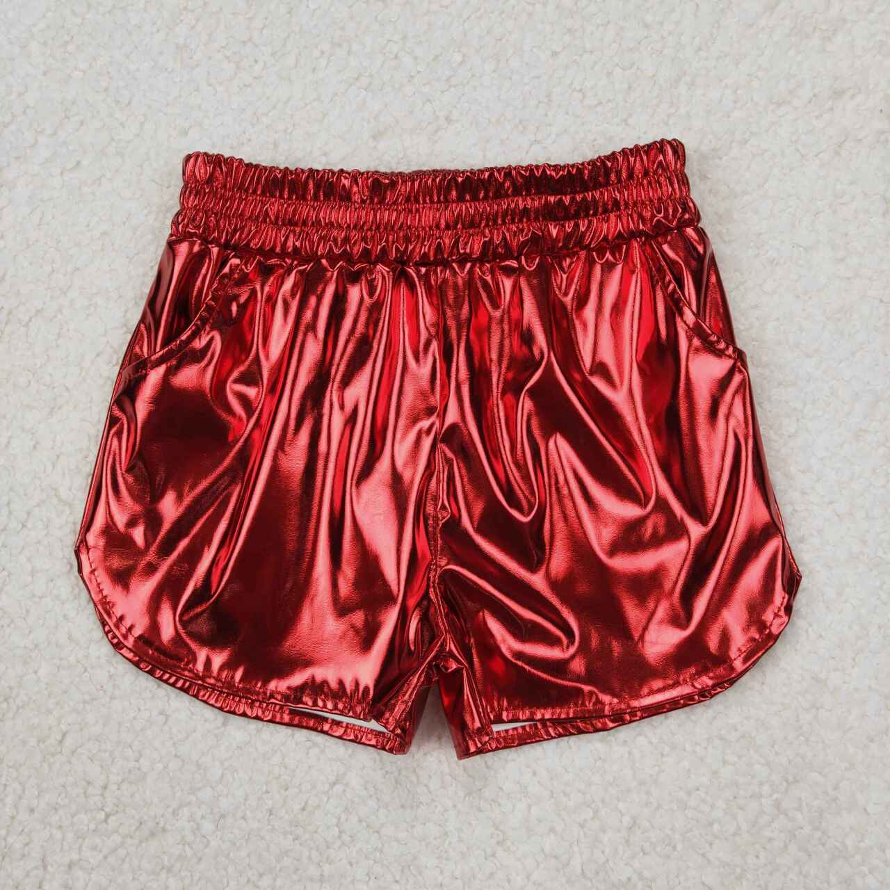 Red Leather Girls Short