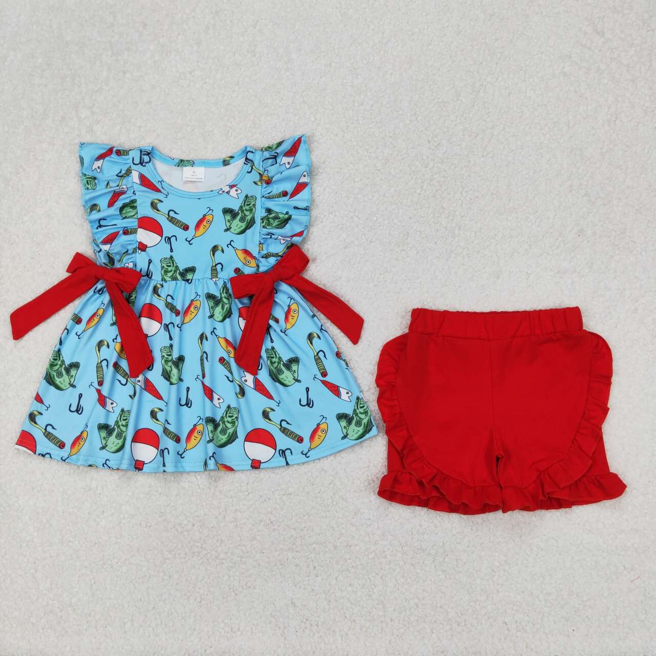 Blue Fish Sleeveless Print Girls Set