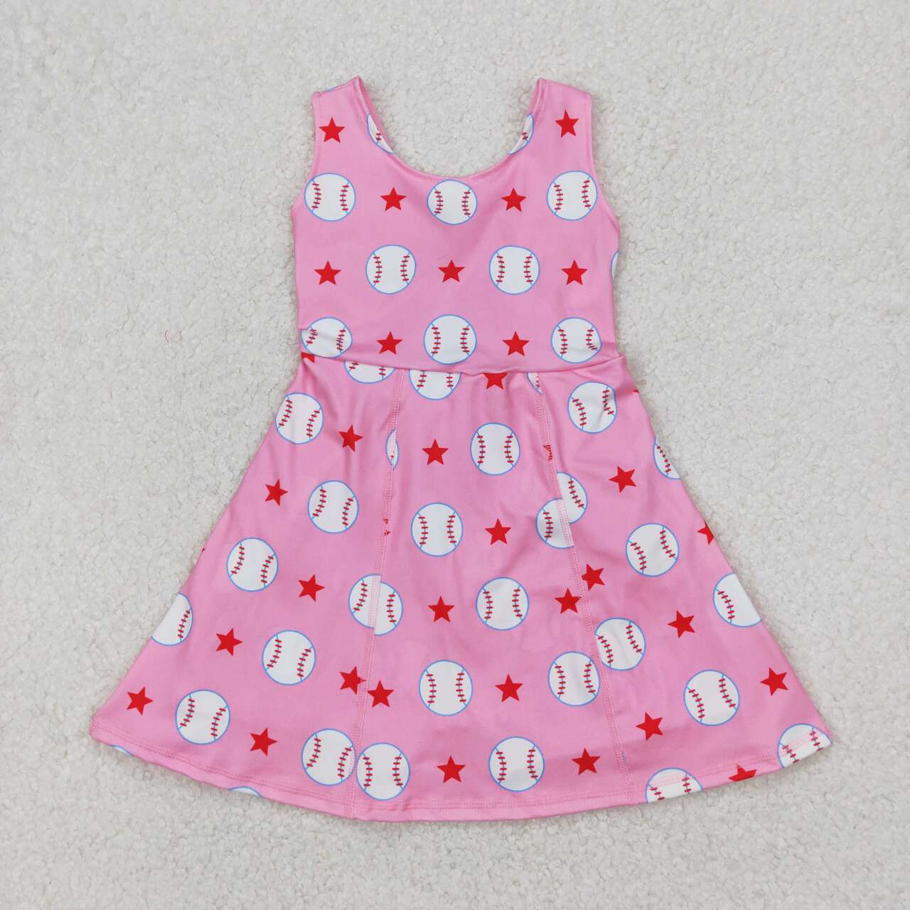 athletic Hot Pink Baseball sleeveless girls Dress