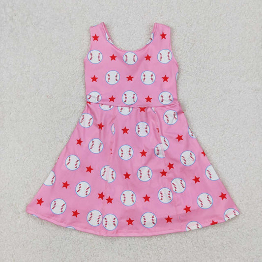 athletic Hot Pink Baseball sleeveless girls Dress
