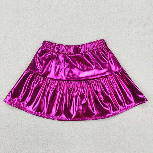 purple Leather Girls Short