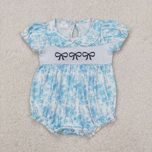 floral bow embroidery Baby Romper