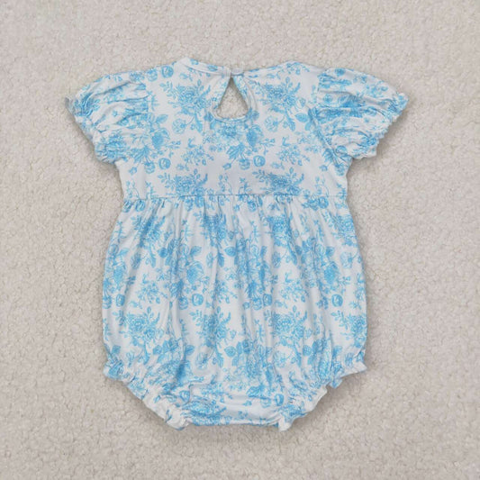 floral bow embroidery Baby Romper