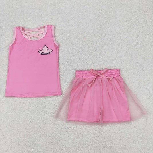 Pink sleeveless Summer Girls Suit