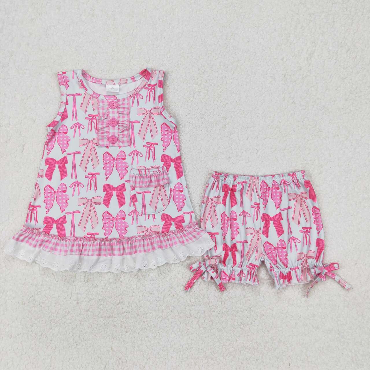 Pink Bow Summer Girls Suit
