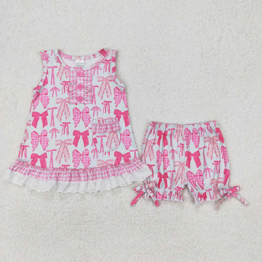Pink Bow Summer Girls Suit