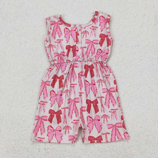 Pink Bow Print Jumpsuit