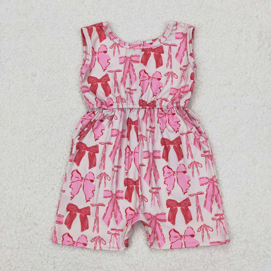 Pink Bow Print Jumpsuit
