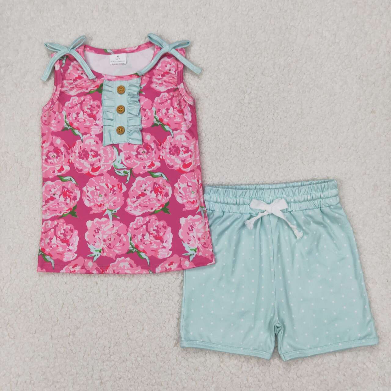 Summer hot Pink floral Print Girls Set