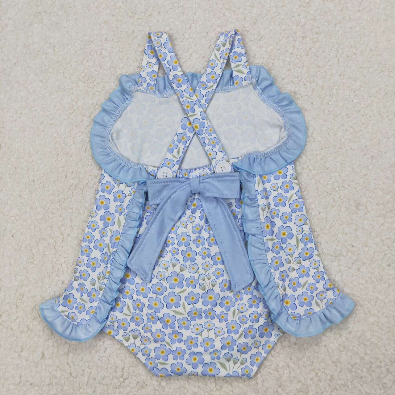 blue floral Print Baby Romper