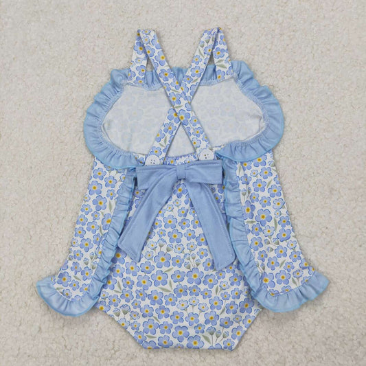 blue floral Print Baby Romper
