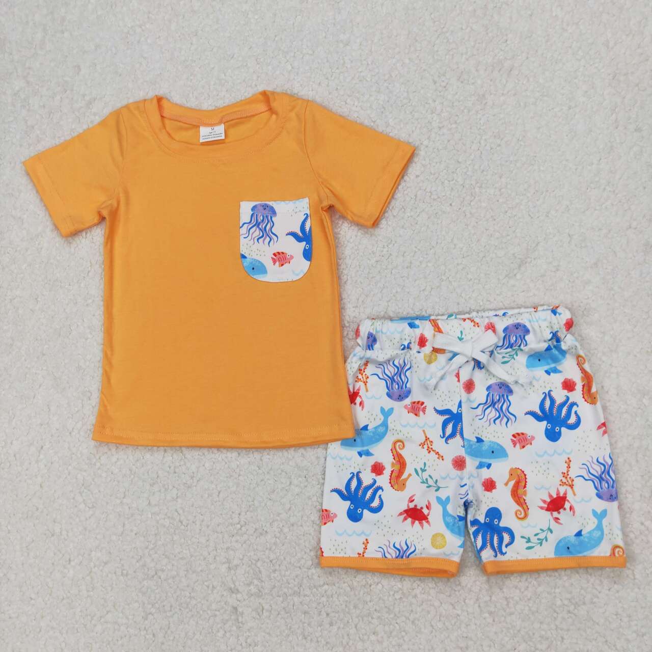 seahorse pattern Short sleeve Boy Set