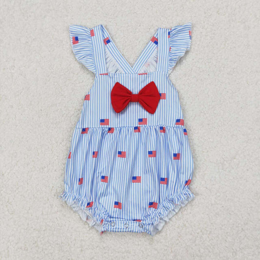 july of 4th stripe flag Print Baby Romper