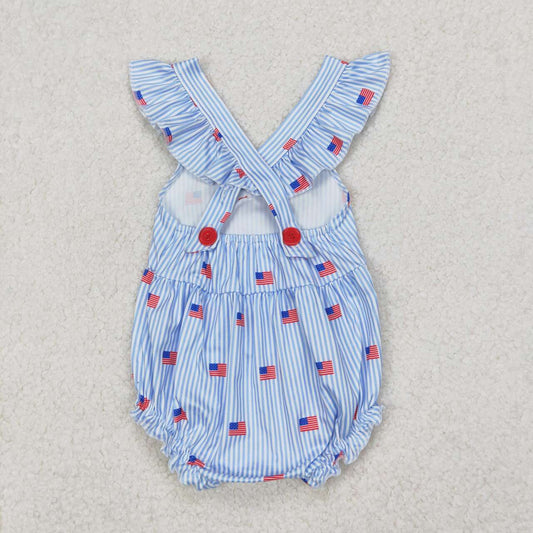 july of 4th stripe flag Print Baby Romper