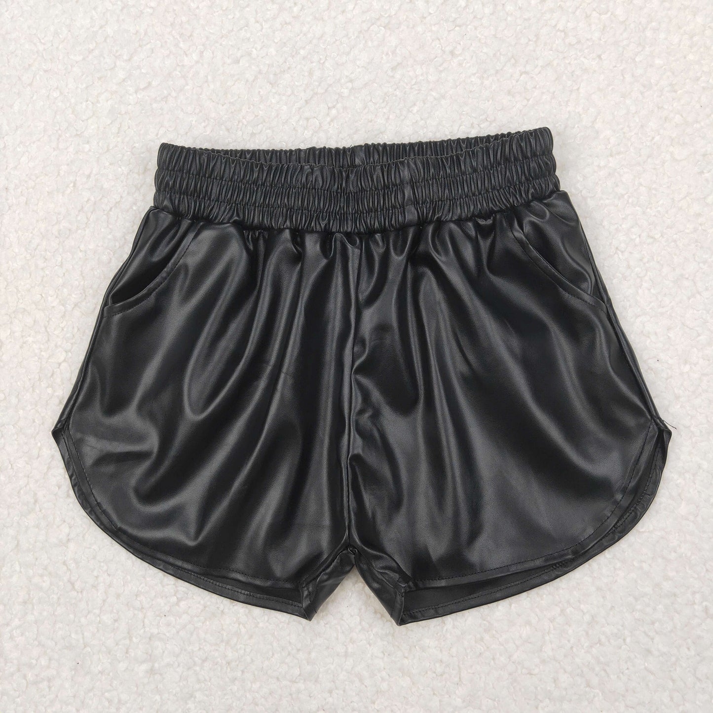 Black Leather Girls Short