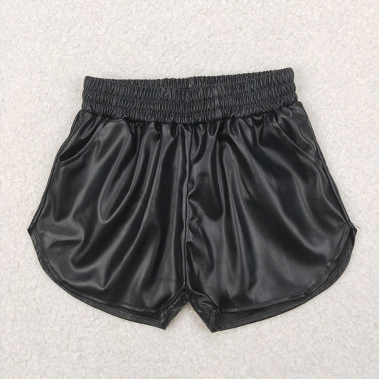 Black Leather Girls Short