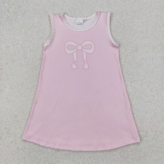 pink sleeveless print Short Girls Dress