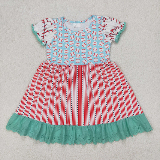 baseball print Short Girls Dress