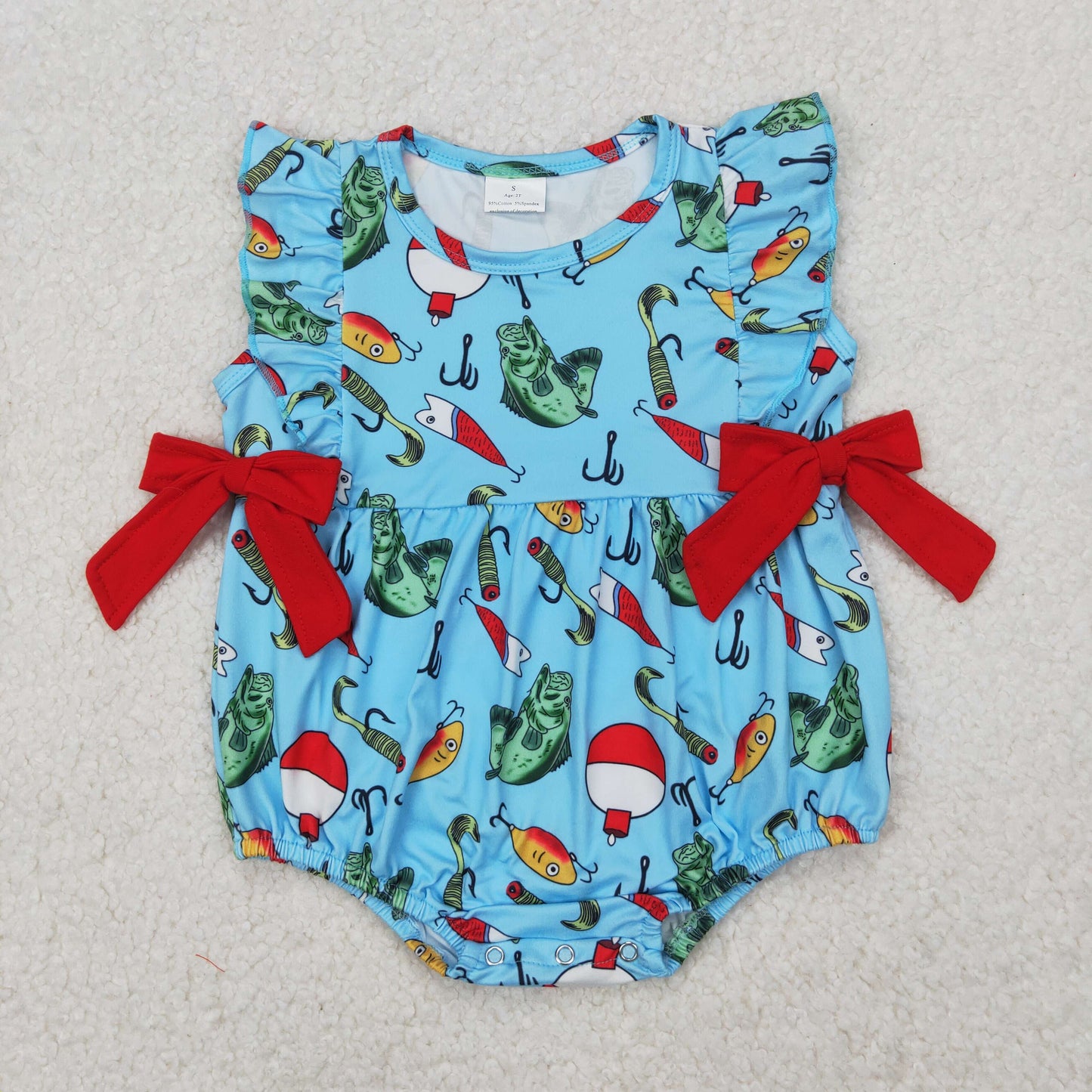 Blue going fish Print Baby Romper