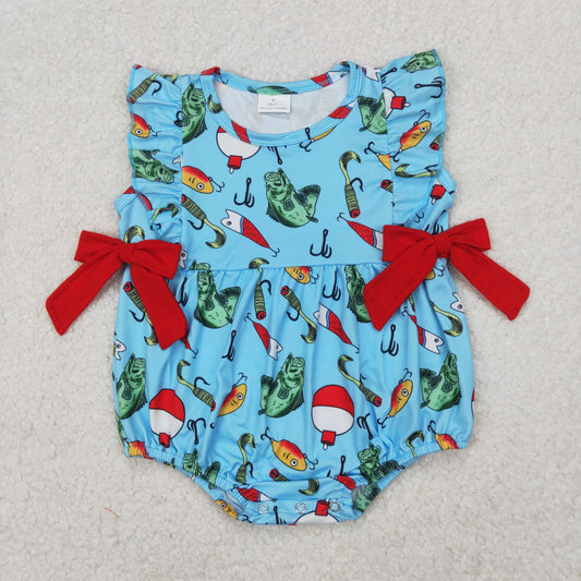 Blue going fish Print Baby Romper
