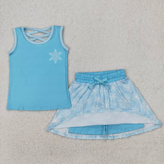 Blue sleeveless girls set