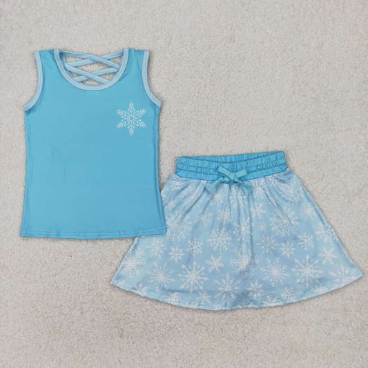 Blue sleeveless girls set
